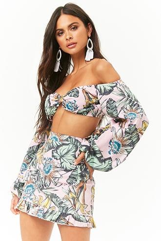 Forever21 Tropical Mini Skirt