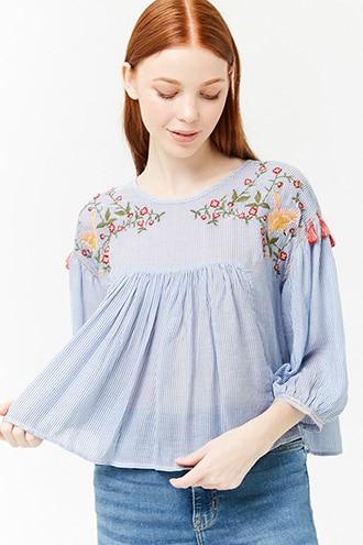 Forever21 Striped Floral Top