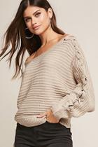 Forever21 Lace-up Sleeve Sweater