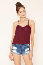 Forever21 Women's  Berry Crochet-trim Cami