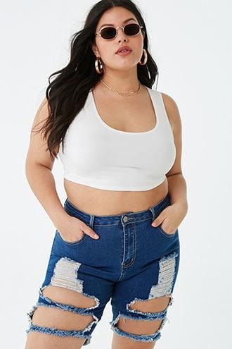 Forever21 Plus Size Destroyed Bermuda Shorts