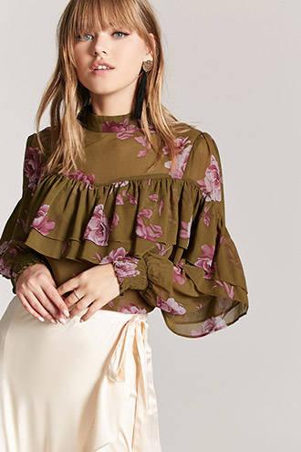 Forever21 Tiered Ruffle Floral Top