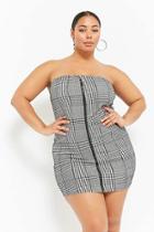 Forever21 Plus Size Houndstooth Zip-front Tube Dress
