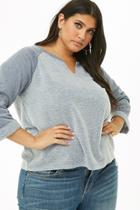 Forever21 Plus Size Fleece Split-neck Raglan Top