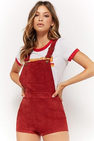 Forever21 Faux Suede Overall Shorts