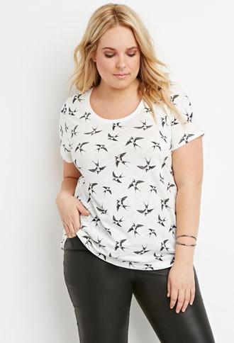 Forever21 Plus Bird Print Tee