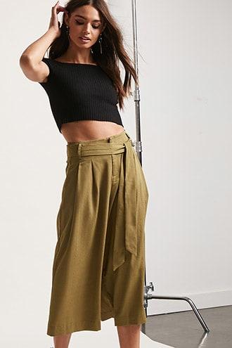 Forever21 Woven Belted Culottes