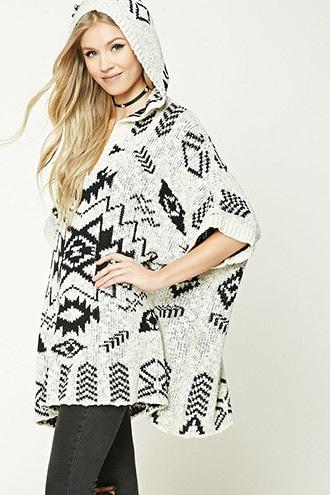 Forever21 Women's  Southwestern Hooded Poncho
