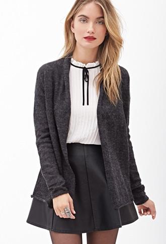 Forever21 Contemporary Heathered Open-front Cardigan