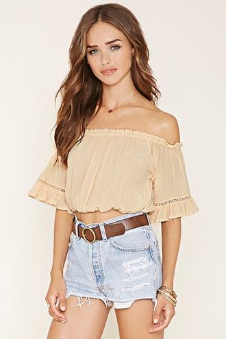 Forever21 Crepe Off-the-shoulder Crop Top
