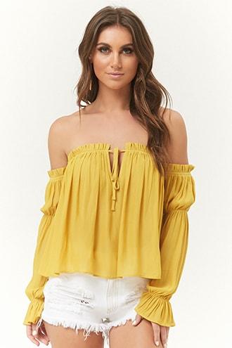 Forever21 Ruffled Off-the-shoulder Chiffon Top