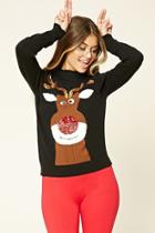 Forever21 Women's  Sequin Reindeer Sweater