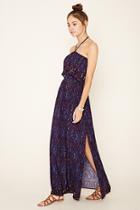 Forever21 Women's  Navy & Black Strapless Abstract Maxi Dress