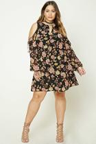 Forever21 Plus Women's  Black & Pink Plus Size Open-shoulder Dress