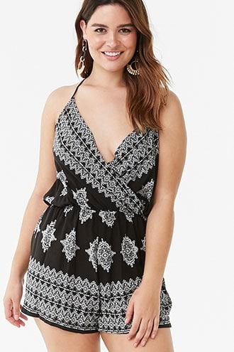 Forever21 Plus Size Ornate Floral Print Romper