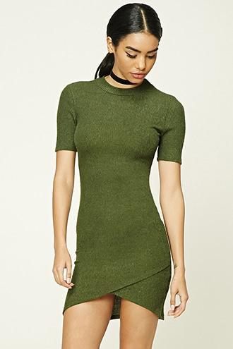 Forever21 Women's  Olive High-neck Bodycon Dress