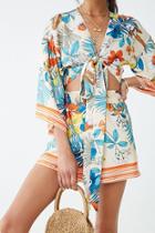 Forever21 Tropical Print Crop Top & Shorts Set