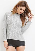 Forever21 Women's  Grey Chunky Fisherman Sweater
