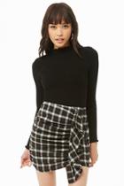 Forever21 Ruched Ruffle Plaid Skirt