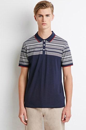 Forever21 Geo Stripe Print Polo