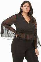 Forever21 Plus Size Chiffon Trumpet-sleeve Top