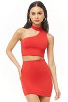 Forever21 Mock Neck One-shoulder Top & Skirt Set