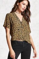 Forever21 Cheetah Cuban Collar Shirt