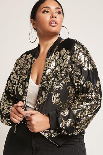 Forever21 Plus Size Sequin Bomber Jacket