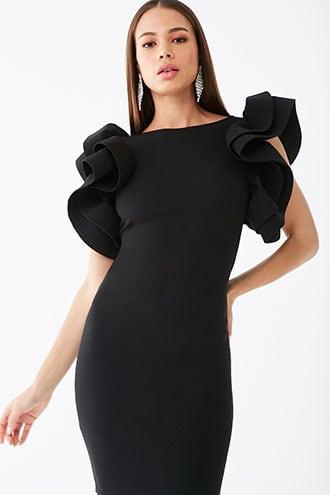 Forever21 Ruffle-sleeve Scoop-back Dress