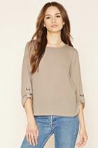 Forever21 Women's  Tan D-ring Sleeve Top