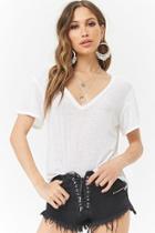 Forever21 Curved-hem Heather Knit Tee