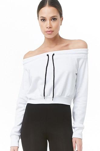 Forever21 Drawstring Off-the-shoulder Sweatshirt