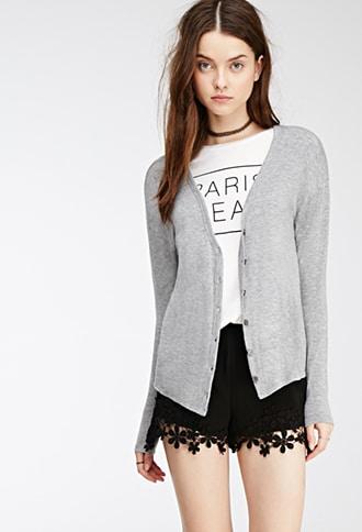 Forever21 Classic Heathered V-neck Cardigan