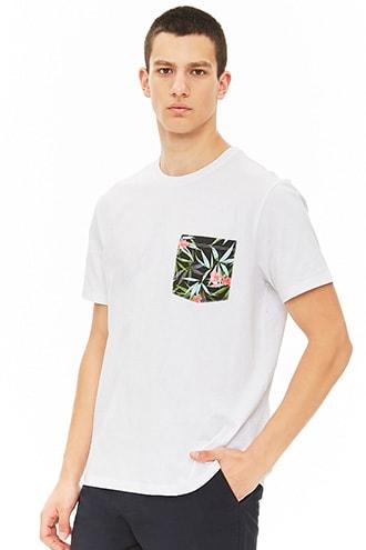Forever21 Floral Print-pocket Tee