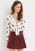 Forever21 Feather Print Ruffled Blouse