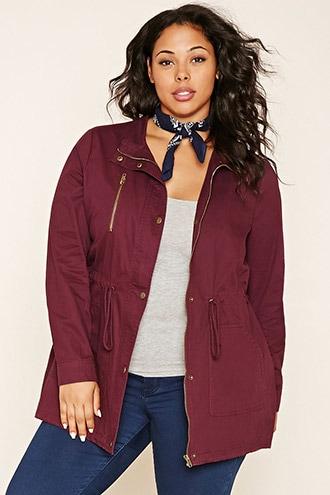 Forever21 Plus Women's  Plum Plus Size Drawstring Jacket