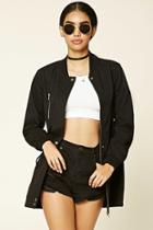 Forever21 Women's  Black Drawstring Utility Jacket