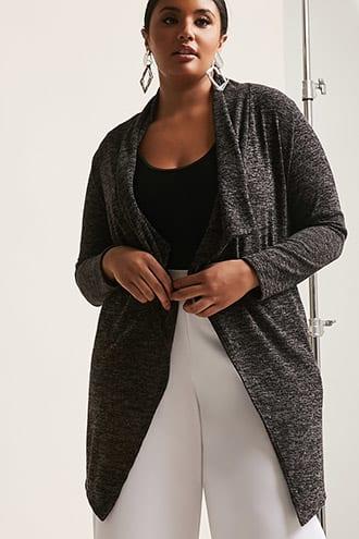 Forever21 Plus Size Marled Drape-front Cardigan