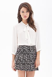 Forever21 Abstract Print Pleated Skirt