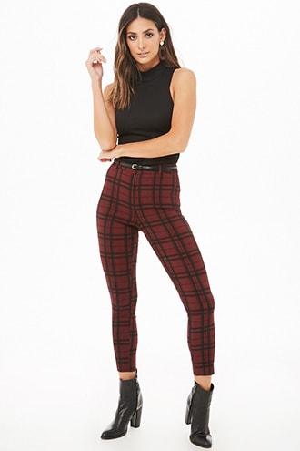 Forever21 Plaid Cropped Skinny Pants