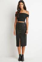 Forever21 Buttoned Faux Leather Skirt