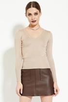 Forever21 Women's  Khaki V-neck Sweater