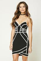 Forever21 Women's  Black & Nude Contrast Piping Bodycon Dress