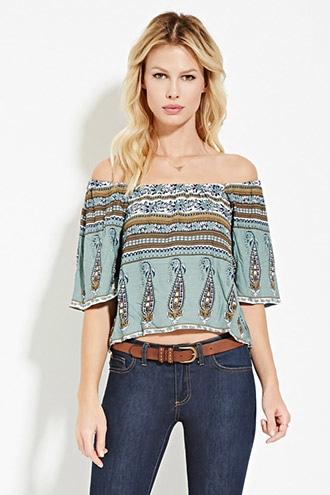 Forever21 Floral Paisley-striped Top