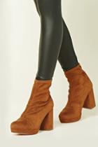 Forever21 Women's  Tan Faux Suede Sock Boots