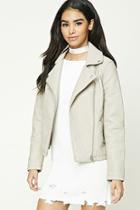 Forever21 Women's  Taupe Textured Moto Jacket