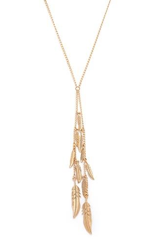 Forever21 Gold Feather Lariat Necklace