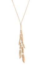 Forever21 Gold Feather Lariat Necklace
