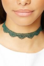 Forever21 Green Scalloped Lace Choker