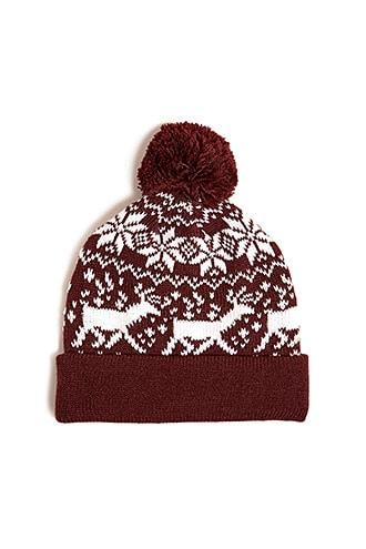 Forever21 Men Knit Deer Snowflake Beanie